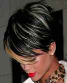 Rihanna Short Sexy Hairstyle with Blond Highlights