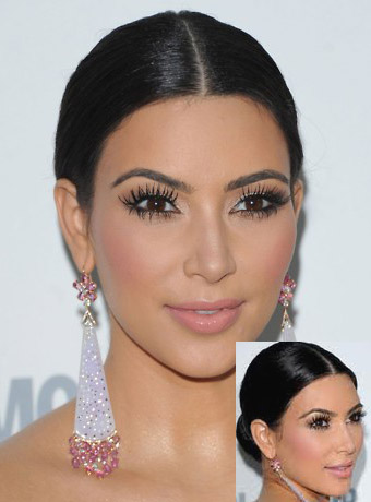 Kim Kardashian's Sleek Center-Parted Low Bun